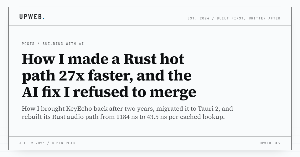 KeyEcho 1.0: Rust hot path 27x faster with zero-copy audio