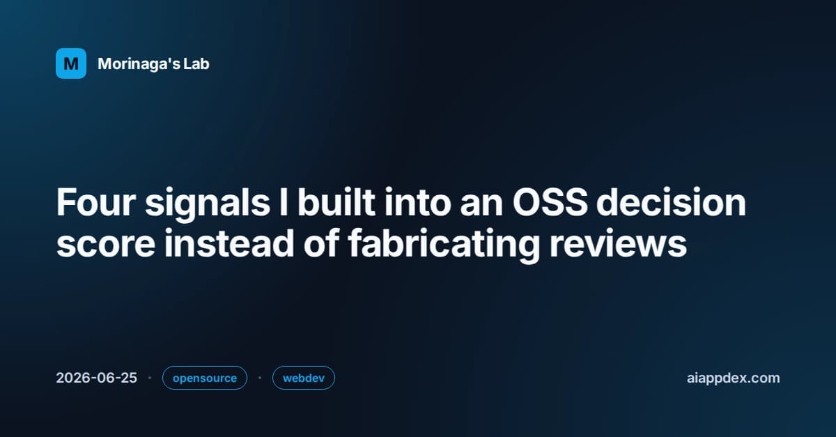 Building an OSS Decision Score from GitHub Data Instead of Fake Reviews